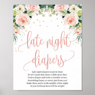 Rustic late night diapers sign game blush floral