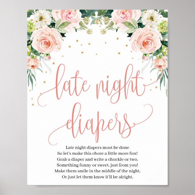 Rustic late night diapers sign game blush floral (Front)