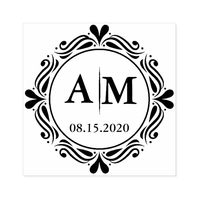 Rustic Laurel Country Wreath | Wedding Rubber Stamp (Imprint)