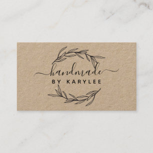 Rustic Laurel Leaf Handmade Script Business Card