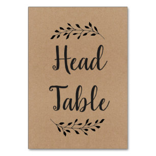 Rustic Laurel Table Sign in Kraft Paper Number