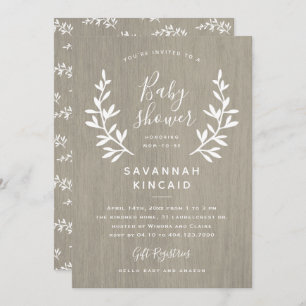 Rustic Laurels Baby Shower Invitation