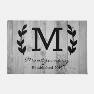 Rustic Laurels Grey Barn Wood Planks Personalised Doormat