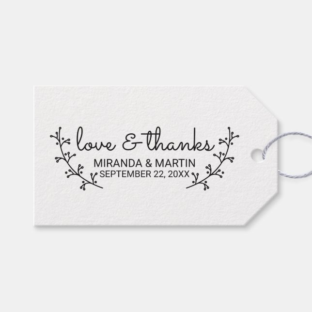 Rustic Laurels Wedding Favour Gift Tags (Front (Horizontal))