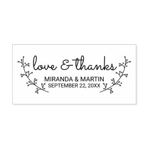 Rustic Laurels Wedding Favour Rubber Stamp