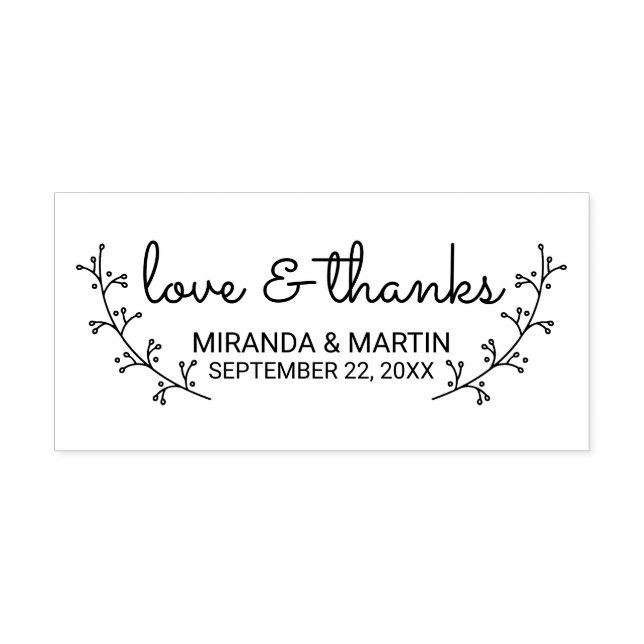 Rustic Laurels Wedding Favour Rubber Stamp (Imprint)