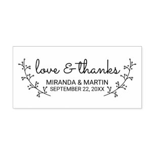 Rustic Laurels Wedding Favour Self-inking Stamp