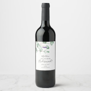 Rustic Lavender and Eucalyptus Bridesmaid Proposal Wine Label