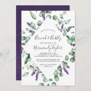 Rustic Lavender and Eucalyptus Brunch and Bubbly Invitation