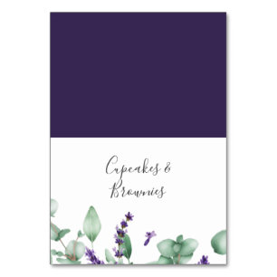 Rustic Lavender and Eucalyptus Buffet Food Labels Table Number