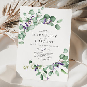 Rustic Lavender and Eucalyptus Casual Wedding Invitation