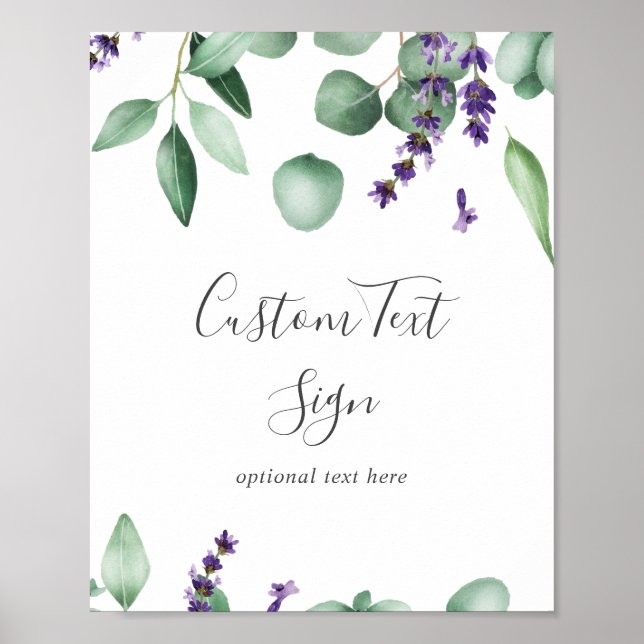 Rustic Lavender and Eucalyptus Custom Text Sign (Front)