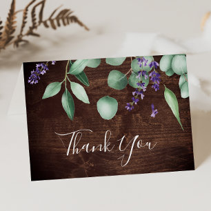 Rustic Lavender and Eucalyptus   Wooden Thank You Card