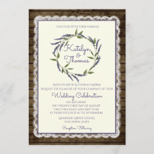 Rustic Lavender and Lace Wedding Invitation