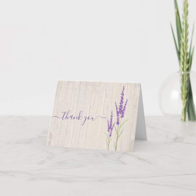 Rustic Lavender Botanical | Folded Thank You Card (Front)