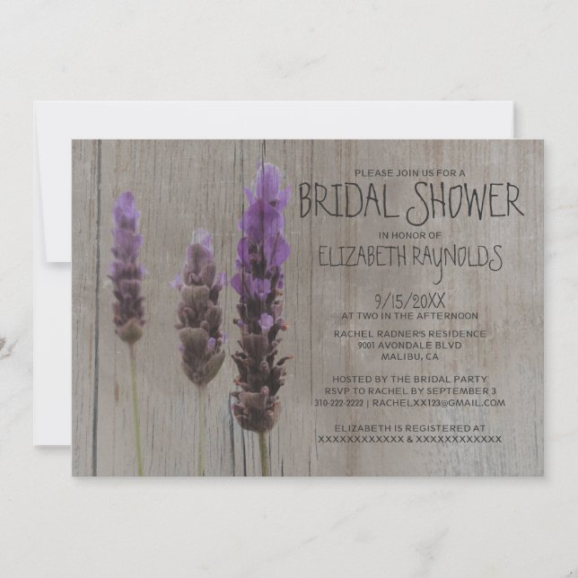 Rustic Lavender Bridal Shower Invitations (Front)