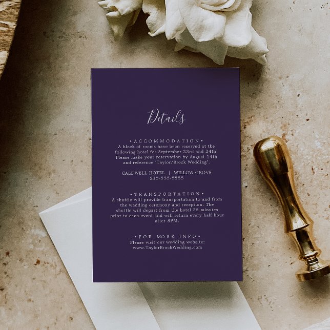 Rustic Lavender Coordinate Plum Wedding Details Enclosure Card (Creator Uploaded)