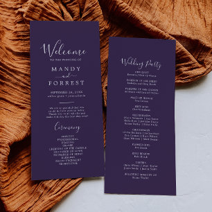 Rustic Lavender Coordinate Plum Wedding Program Programme