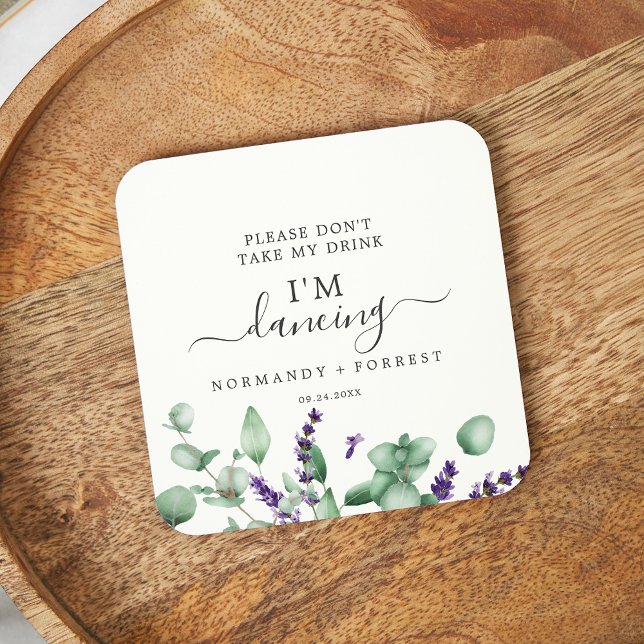 Rustic Lavender Don't Take My Drink I'm Dancing Round Paper Coaster (Creator Uploaded)