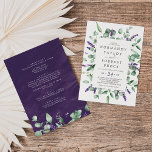 Rustic Lavender & Eucalyptus All In One Wedding Invitation<br><div class="desc">This rustic lavender and eucalyptus all in one wedding invitation is perfect for a simple and elegant outdoor wedding. The floral design features watercolor eucalyptus leaves and greenery with sprigs of purple wildflowers. Save paper by including the details on the back of the wedding invitation instead of on a separate...</div>