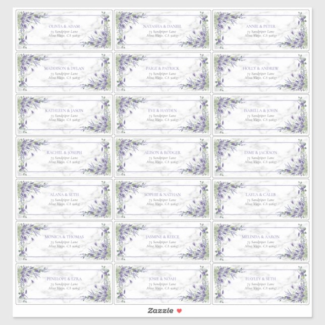 Rustic Lavender Eucalyptus Greenery Guest Address (Sheet)