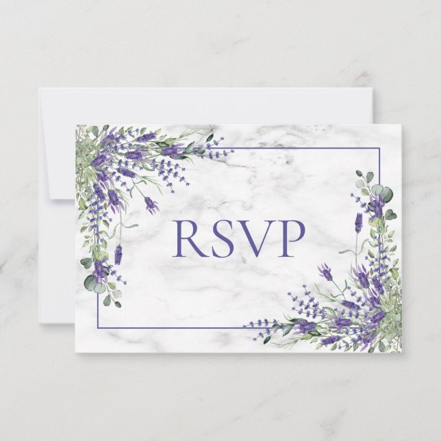 Rustic Lavender Eucalyptus Greenery Wedding RSVP Card (Front)
