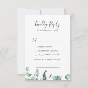 Rustic Lavender & Eucalyptus Song Request RSVP Card