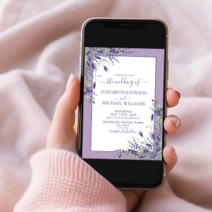 Rustic Lavender Eucalyptus Wood Script Wedding Invitation