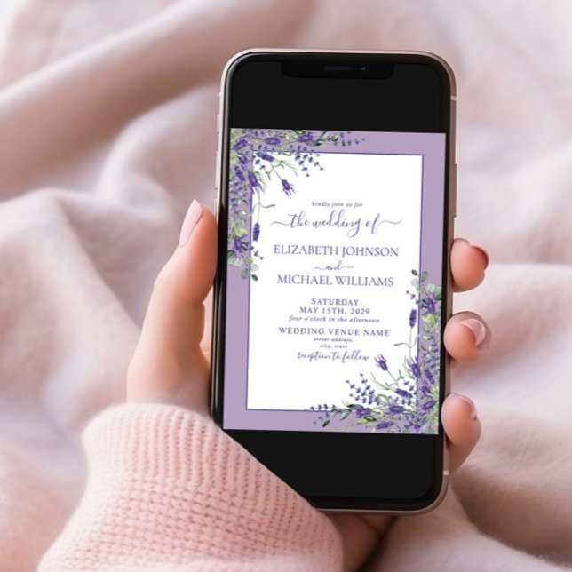 Rustic Lavender Eucalyptus Wood Script Wedding Invitation (Creator Uploaded)