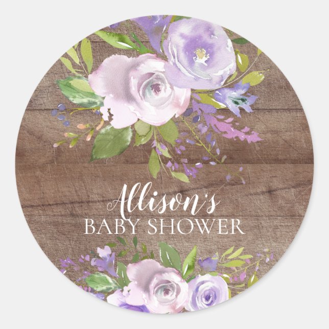 Rustic Lavender Floral Baby Shower Envelope Seal (Front)