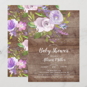 Rustic Lavender Floral Baby Shower Invitation