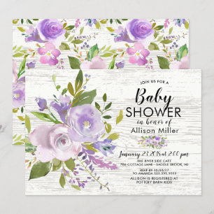 Rustic Lavender Floral BABY Shower Invitations