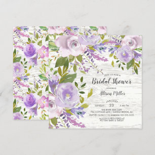 Rustic Lavender  Floral Bridal Shower Invitation