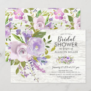 Rustic Lavender Floral Bridal Shower Invitations