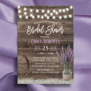 Rustic Lavender Floral Jar Country Bridal Shower Invitation