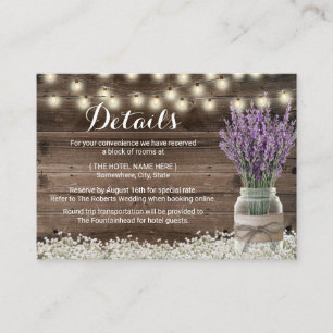 Rustic Lavender Floral Jar Hotel Accommodations Enclosure Card