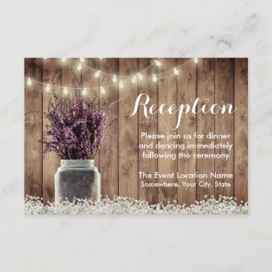 Rustic Lavender Floral Mason Jar Wedding Reception Invitation