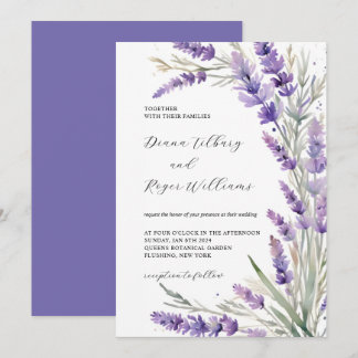 Rustic Lavender Floral Wedding Invitation