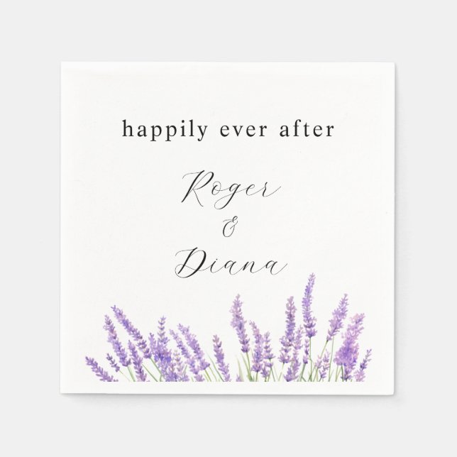 Rustic Lavender Floral Wedding Napkin (Front)