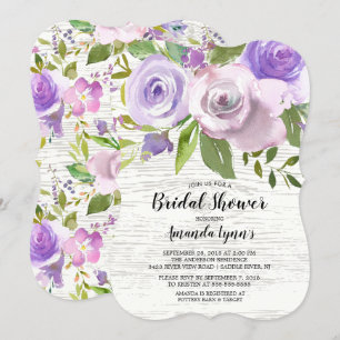Rustic Lavender Flowers Bridal Shower Invitation