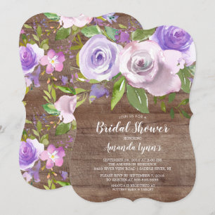 Rustic Lavender Flowers Bridal Shower Invitation