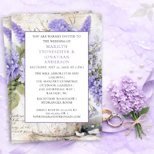 Rustic Lavender Flowers Tin Bucket Wedding   Invitation