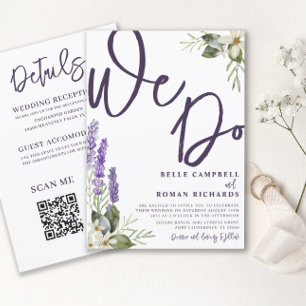 Rustic Lavender & Foliage All-In-One Wedding Invitation