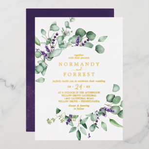 Rustic Lavender Gold Foil Casual Wedding
