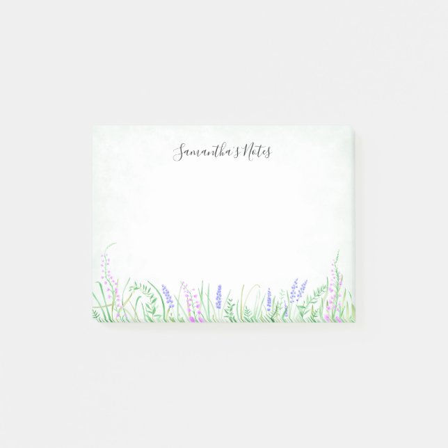 Rustic Lavender Grass Greenery Spring Watercolor Post-it Notes (Front)