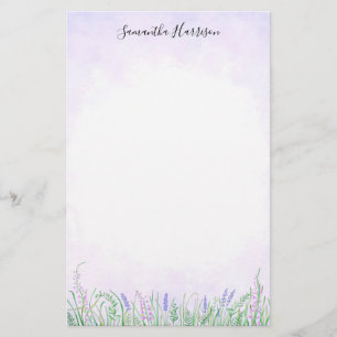 Rustic Lavender Grass Greenery Spring Watercolor Stationery