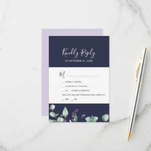 Rustic Lavender Navy Blue 2 Event RSVP Card