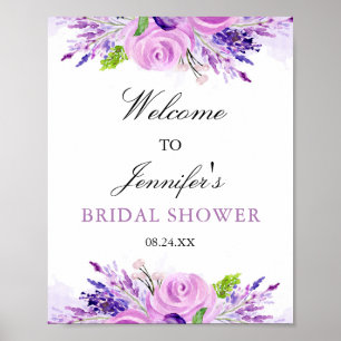 Rustic Lavender Purple Bridal Shower Welcome Poster
