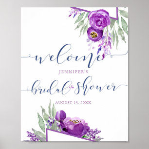 Rustic Lavender Purple Bridal Shower Welcome Poster