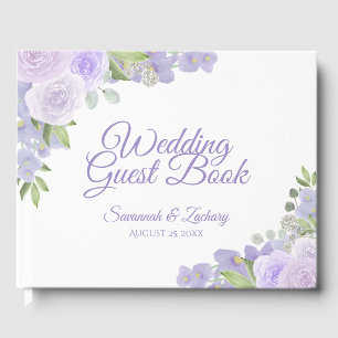 Rustic Lavender Purple Floral Boho Chic Wedding Guest Book